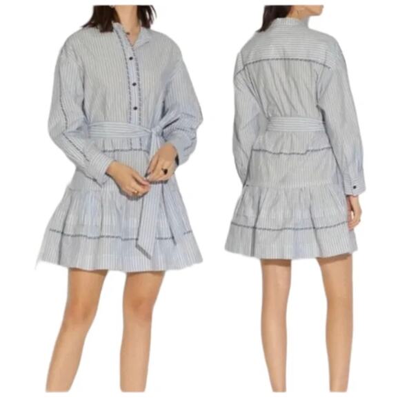 Coach Stripe Shirt Blue White Boho Dress 2 NWT - Picture 10 of 12